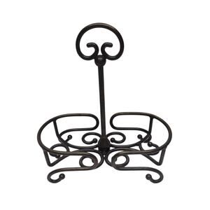 Princess House Fantasia Cruet Oil & Vinegar Scroll Metal Holder Caddy Only